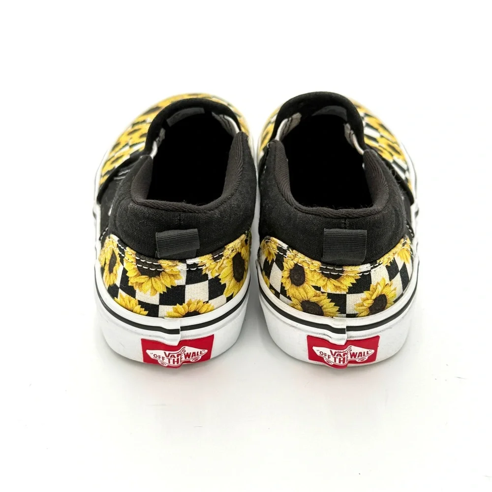 VANS Asher Sunflower Black and White‎ Checkerboard Missy Size 4.5